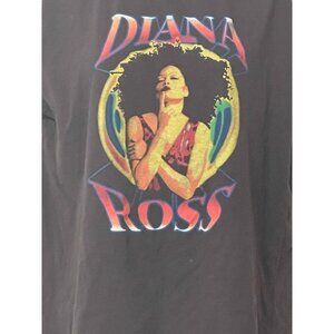 Diana Ross Apparel Womens Graphic Black Cotton Short Sleeve Vintage T Shirt
